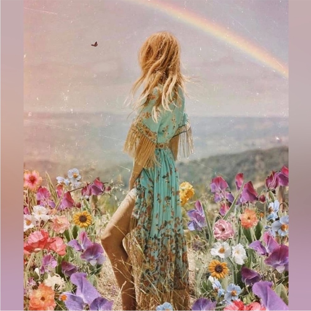 Spell and the Gypsy Collective Floral High Low Tassel Fringe Midi Maxi Dress